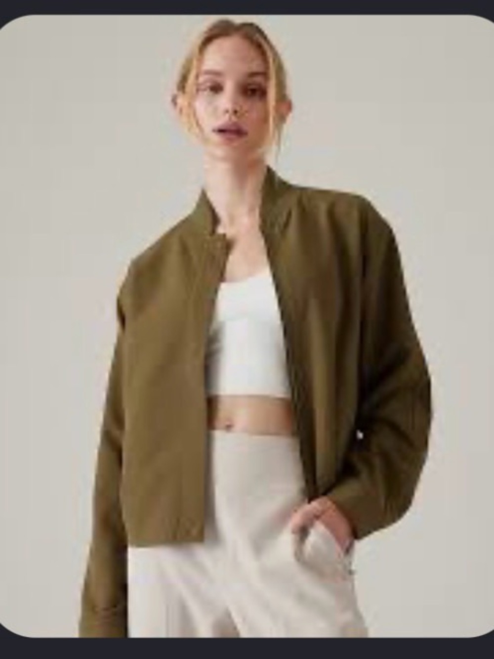 NWT Athleta Olive Green Bomber Jacket